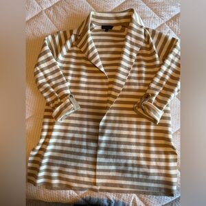 Ann Taylor Beige/Cream Striped Coatigan - size Medium